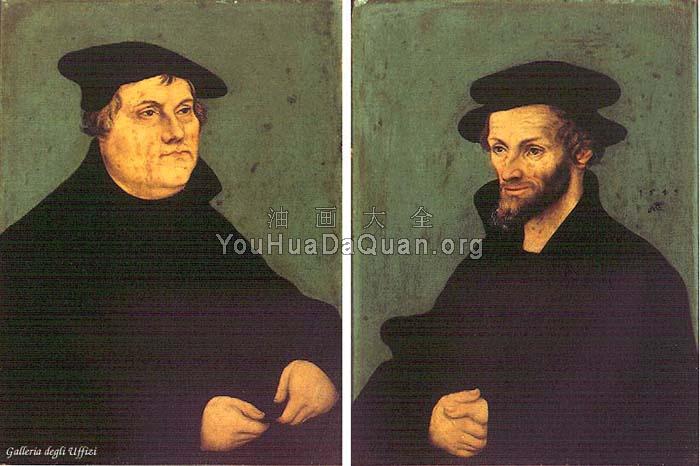 Portraits of Martin Luther and Philipp Melanchthon - 卢卡斯·伊尔·韦基奥·克拉纳赫